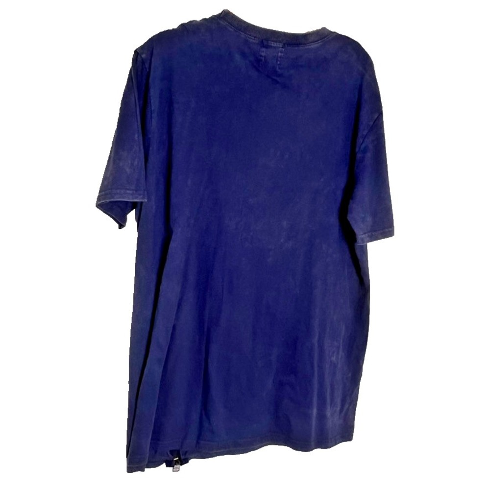 VTG Sun Faded Blue Blank T Shirt Zipper Y2K Men's Distressed Sz Large Soft - Picture 2 of 6